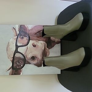 TOPSHOP Harlow Platform High Heel Chelsea Boot in Sage Green * Size US 6